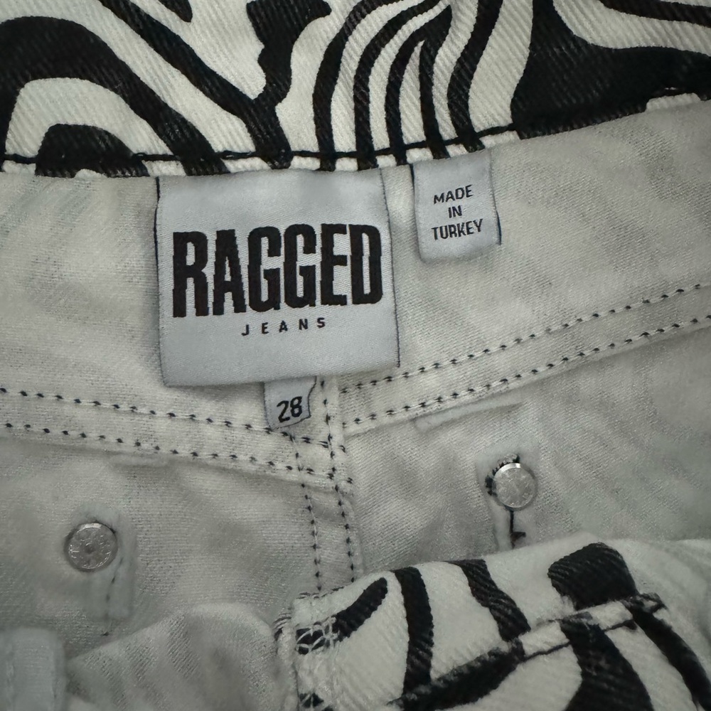 Ragged Zebra Print Denim Jeans - Picture 9 of 11